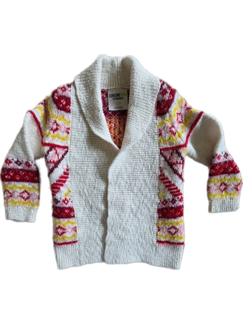 Genuine Kids OshKosh Toddler Girls Sweater 12M Southwestern Shawl Cardigan GUC